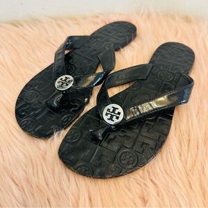 Tory Burch Glossy Black Sandals